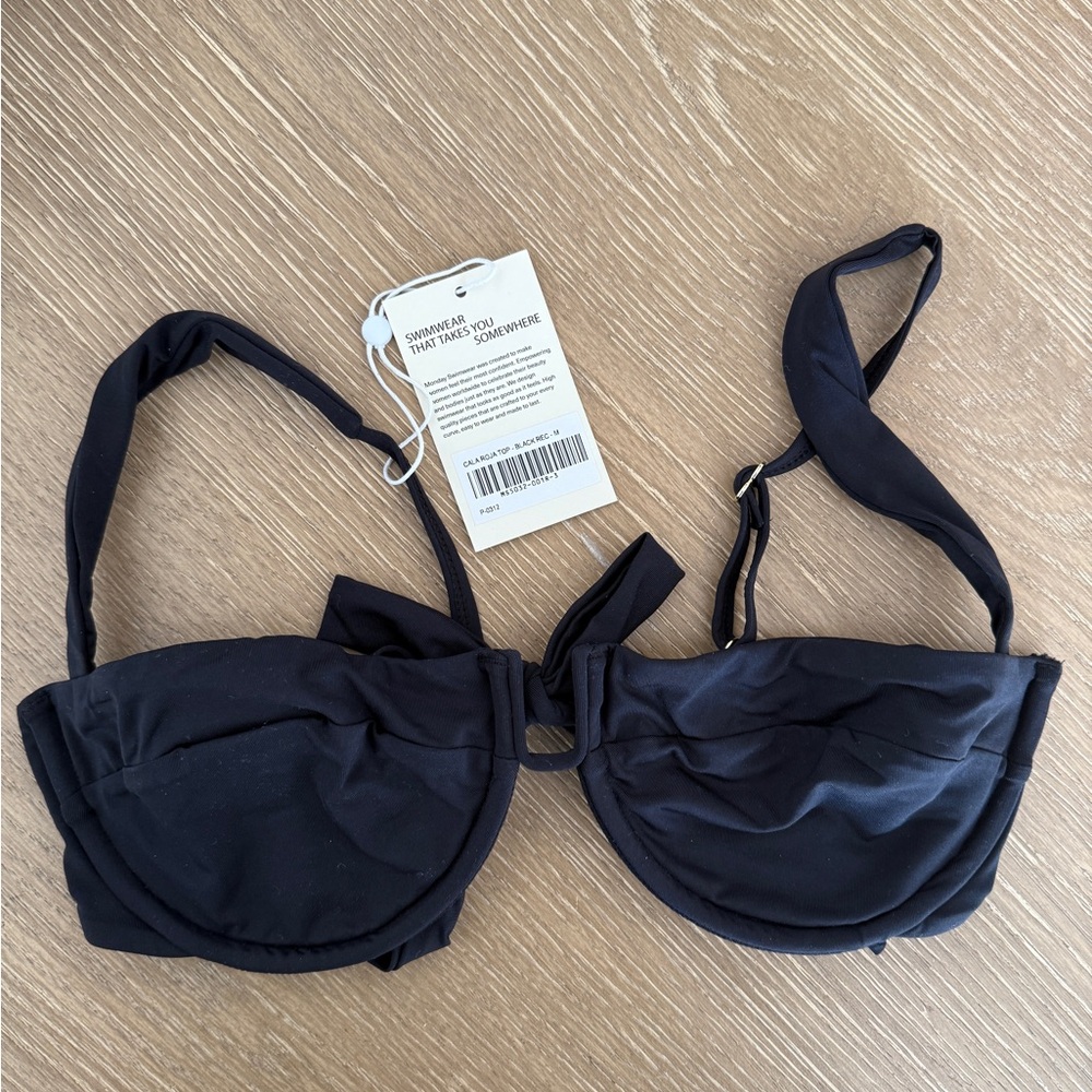 BRAND NEW Black Cala Roja Monday Swimwear bikini balconette top size medium
